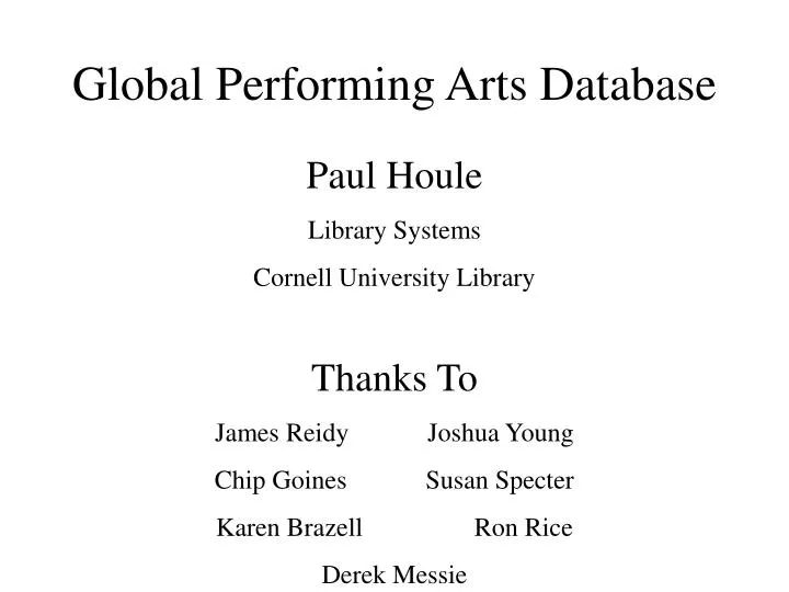 global performing arts database