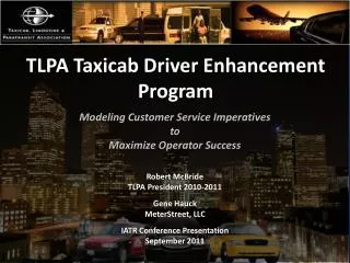 TLPA Taxicab Driver Enhancement Program