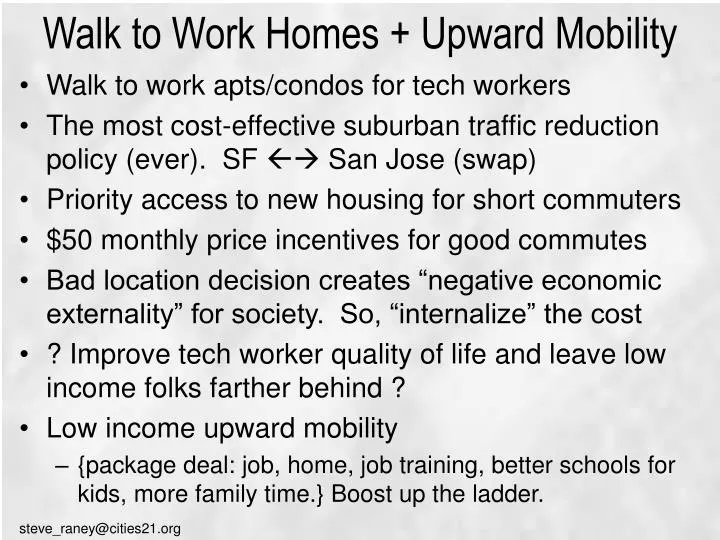 walk to work homes upward mobility