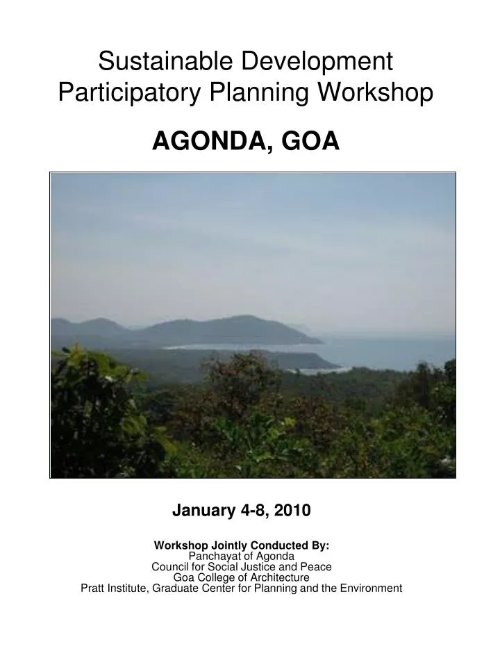 sustainable development participatory planning workshop agonda goa