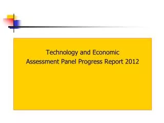 Technology and Economic Assessment Panel Progress Report 2012