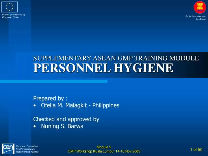 supplementary asean gmp training module personnel hygiene