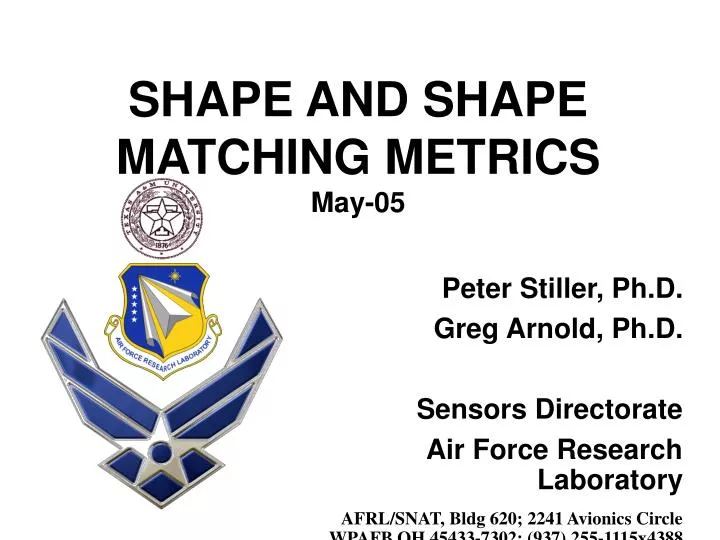 shape and shape matching metrics may 05