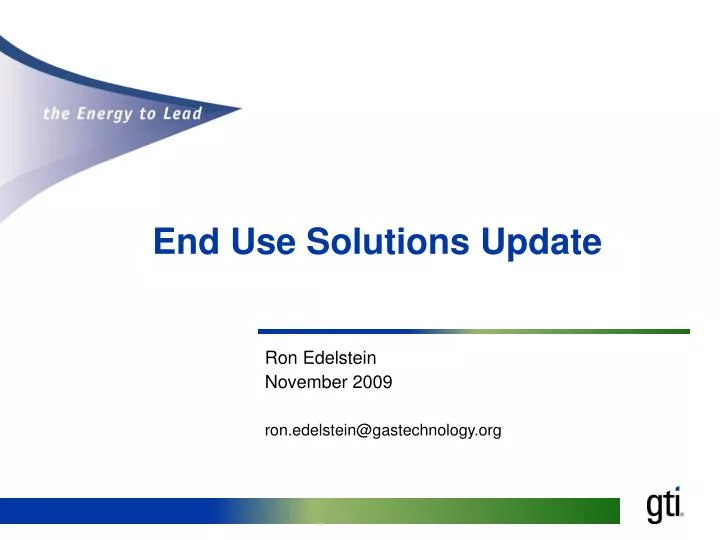 end use solutions update