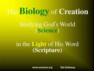 The Biology of Creation