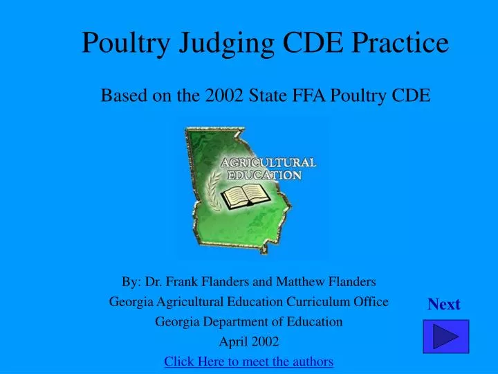 poultry judging cde practice based on the 2002 state ffa poultry cde