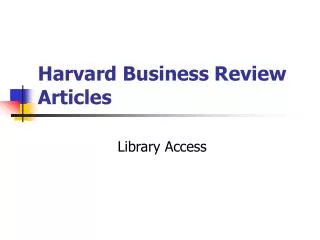 Harvard Business Review Articles