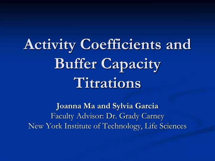 activity coefficients and buffer capacity titrations