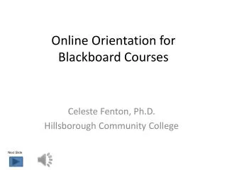 Online Orientation for Blackboard Courses