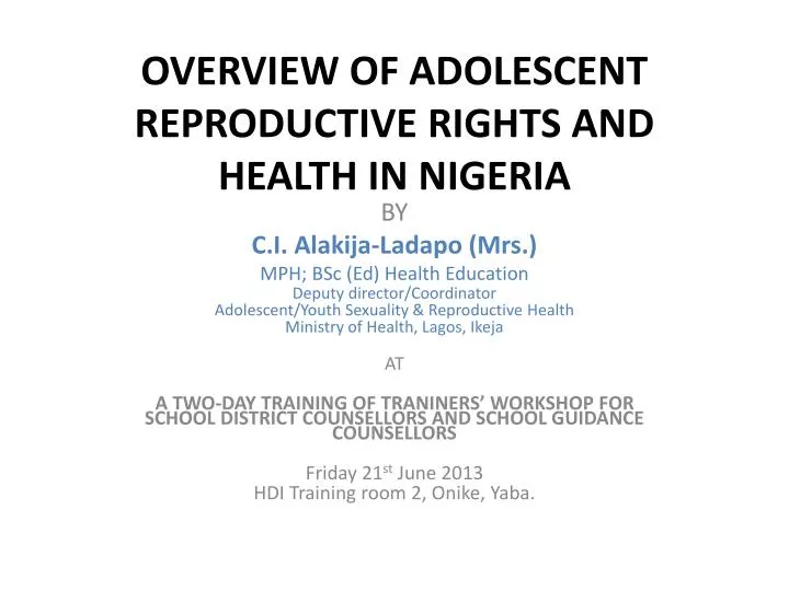 overview of adolescent reproductive rights and health in nigeria