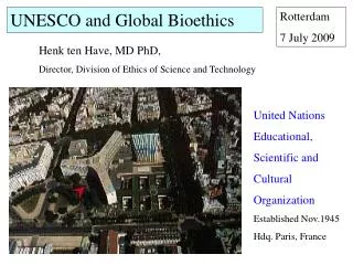 UNESCO and Global Bioethics