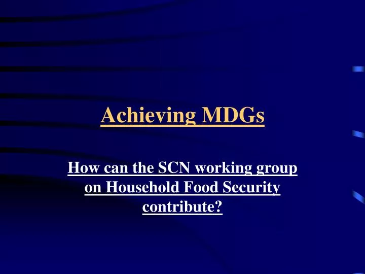 achieving mdgs