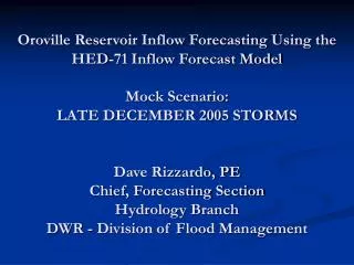 HED-71 Inflow Forecast Model Facts