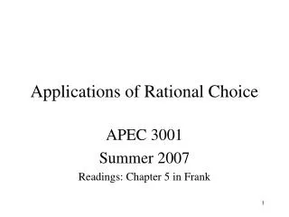 Applications of Rational Choice