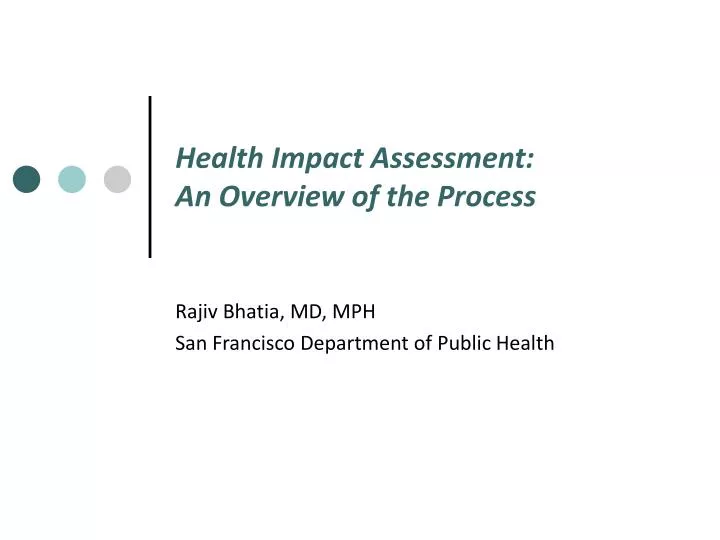 health impact assessment an overview of the process