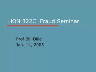 HON 322C Fraud Seminar