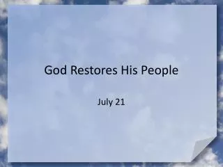 God Restores His People