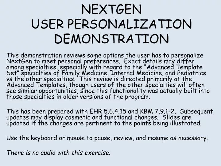 nextgen user personalization demonstration