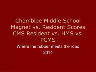 Chamblee Middle School Magnet vs. Resident Scores CMS Resident vs. HMS vs. PCMS