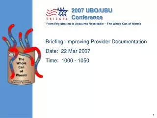 Briefing: Improving Provider Documentation Date: 22 Mar 2007 	 Time: 1000 - 1050