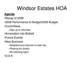 Windsor Estates HOA