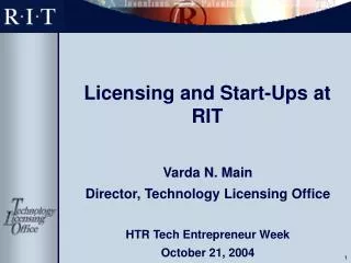 Licensing and Start-Ups at RIT