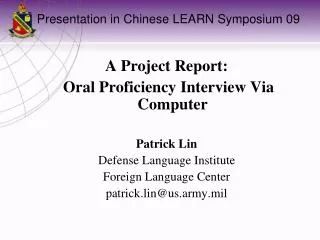 Presentation in Chinese LEARN Symposium 09
