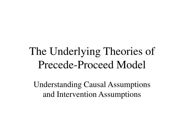 the underlying theories of precede proceed model