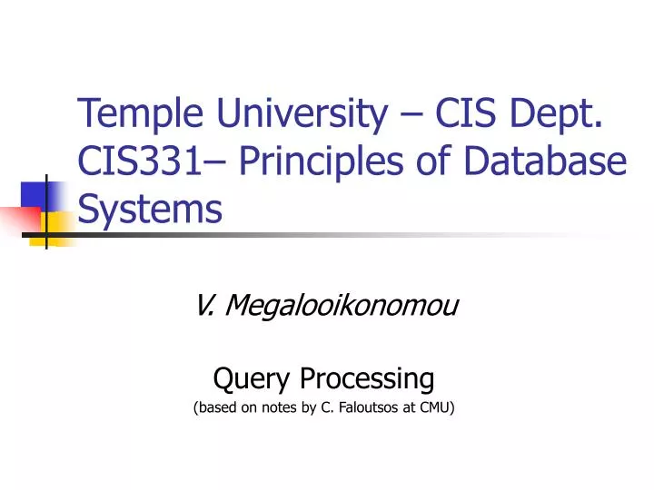 temple university cis dept cis331 principles of database systems