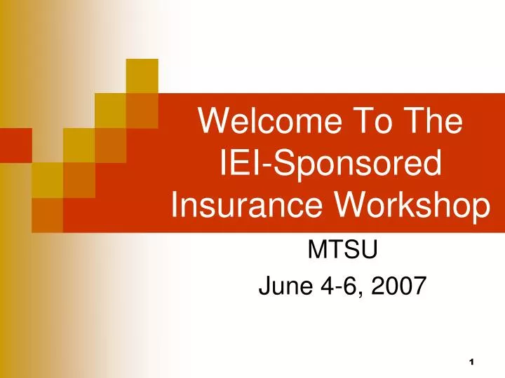 welcome to the iei sponsored insurance workshop