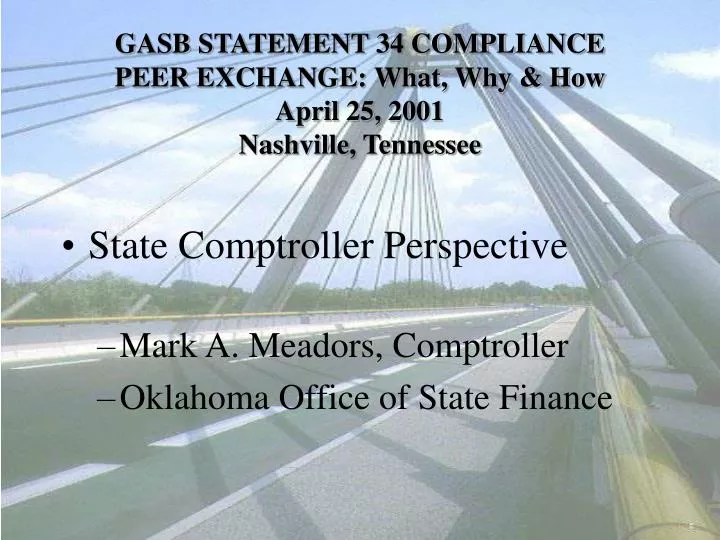 gasb statement 34 compliance peer exchange what why how april 25 2001 nashville tennessee