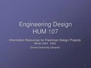 Engineering Design HUM 107