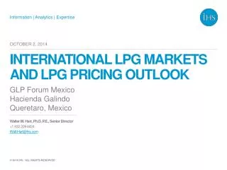International LPG markets and LPG pricing outlook