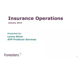 Insurance Operations January 2013