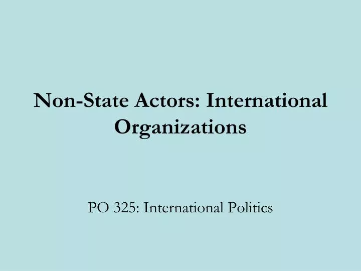 non state actors international organizations