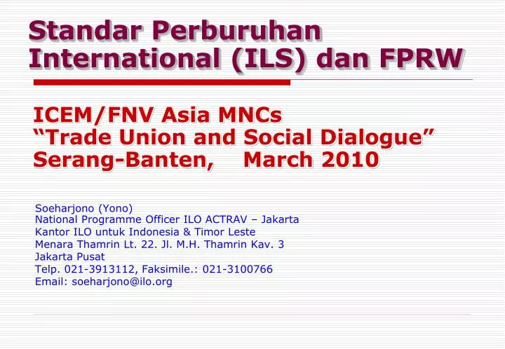 standar perburuhan international ils dan fprw