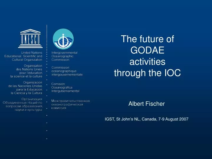 the future of godae activities through the ioc