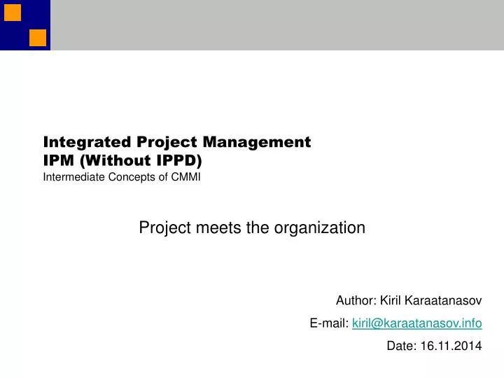 integrated project management ipm without ippd intermediate concepts of cmmi