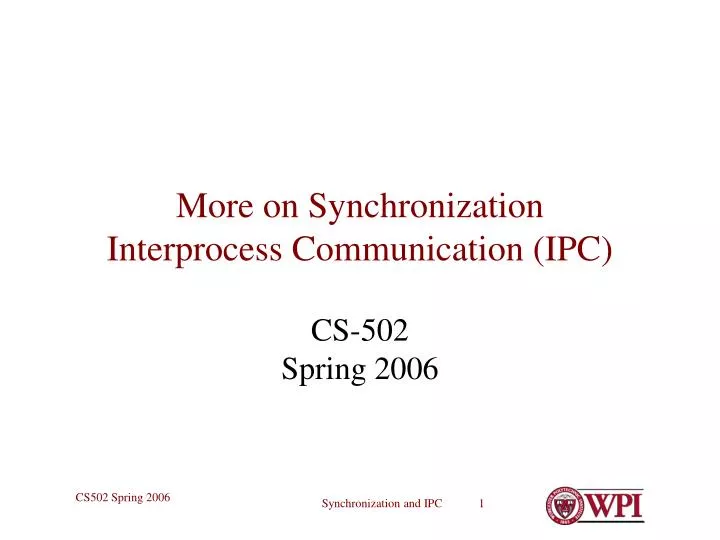 more on synchronization interprocess communication ipc