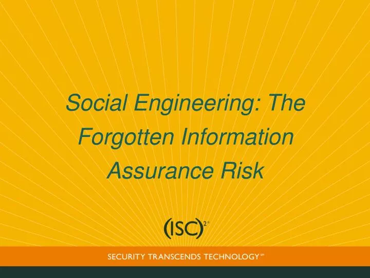 social engineering the forgotten information assurance risk