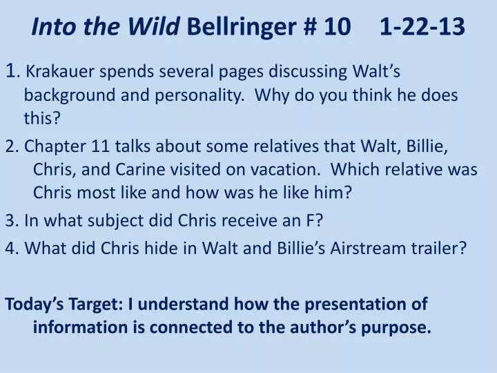 into the wild bellringer 10 1 22 13
