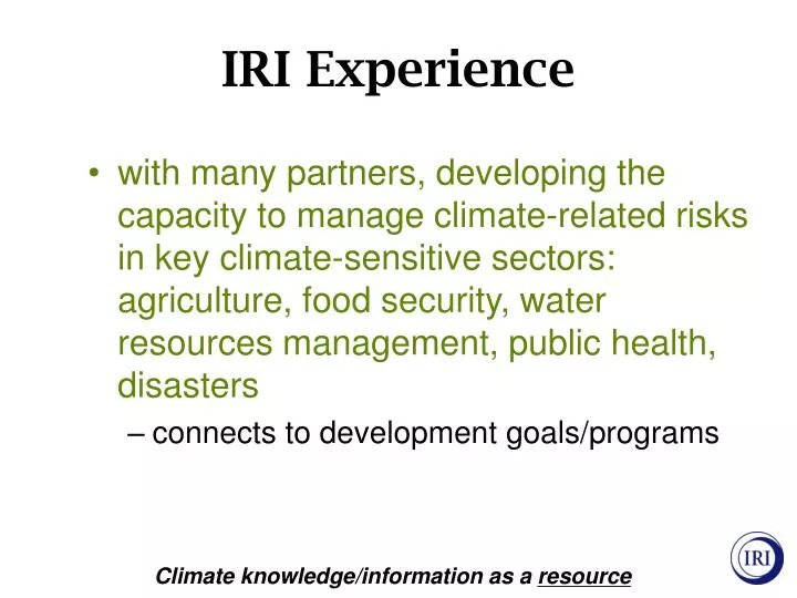 iri experience