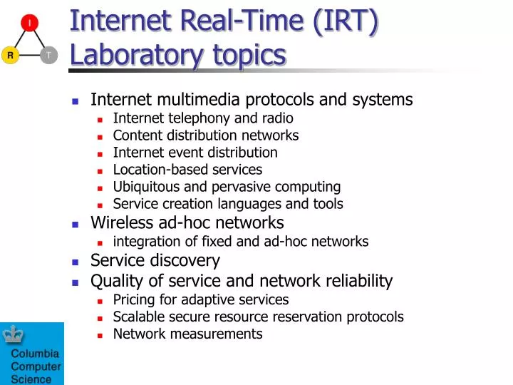 internet real time irt laboratory topics