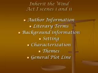 Inherit the Wind Act I scenes i and ii