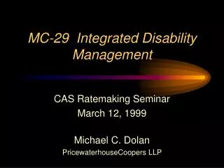MC-29 Integrated Disability Management