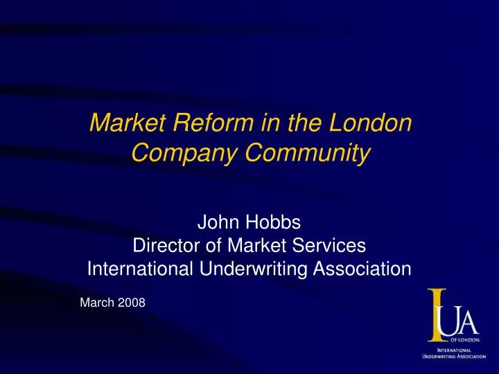 market reform in the london company community