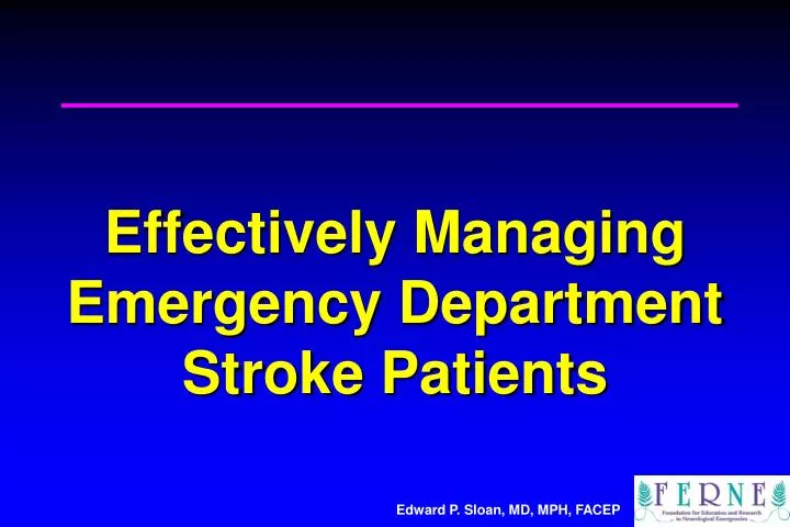 effectively managing emergency department stroke patients