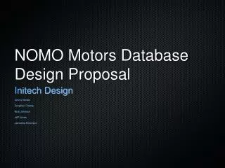 NOMO Motors Database Design Proposal