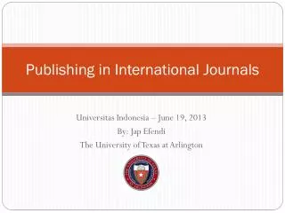 Publishing in International Journals