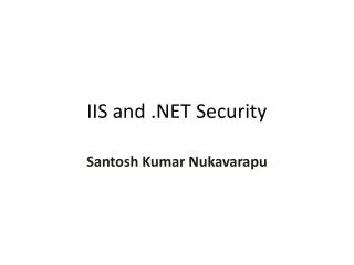 IIS and .NET Security